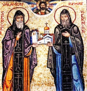 Сергий и Герман Валаамские (мозаика из монастыря  Новый Валаам)
