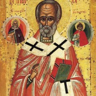 Николай Чудотворец со свтыми Илией Пророком и Георгием Победоносцем, 15 век